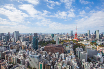 Naklejka premium Tokyo city view and Tokyo landmark Tokyo Tower