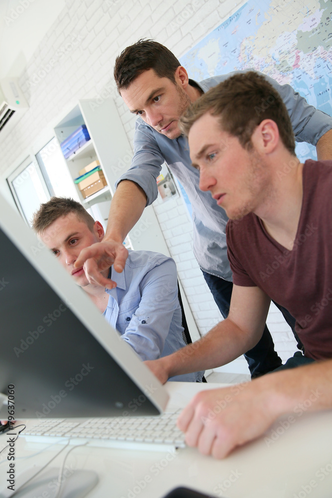 Aufkleber Students in digital design training course with instructor