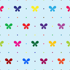 Seamless pattern with colourful butterflies