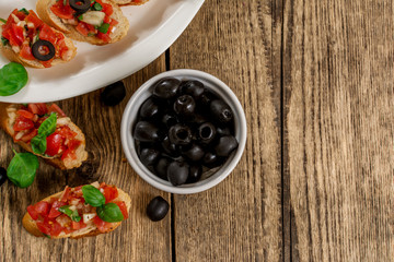 Bruschetta and olives