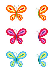 Set of colourful butterflies