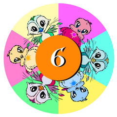 Fototapeta premium birds with number six