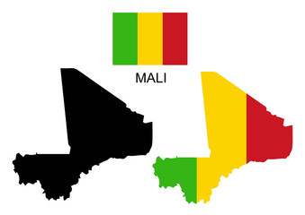 Mali map and flag vector, Mali map, Mali flag