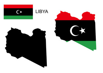 Libya map and flag vector, Libya map, Libya flag