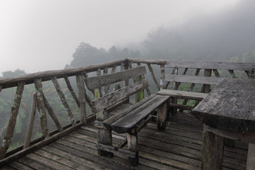The relax platform and view of valley and the mist