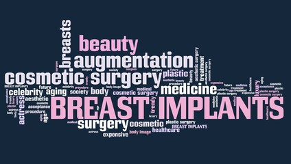 Obraz premium Breast implants - word cloud