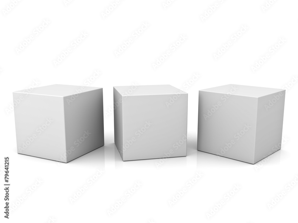 Poster blank 3d concept boxes on white background with reflection