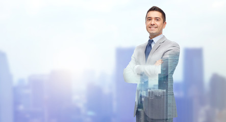 Fototapeta premium happy smiling businessman in suit