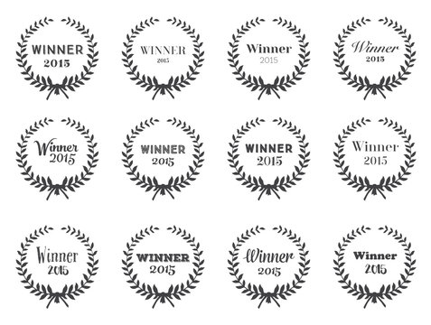 Laurel Wreaths Vector Set of Typographic Design for your wins