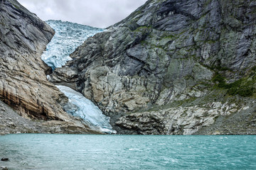 Fototapeta na wymiar Glacier Briksdal, Norway. National park Jostedalsbreen