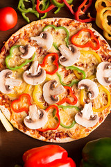 Tasty italian pizza with bell pepper