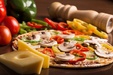 Tasty italian pizza with bell pepper