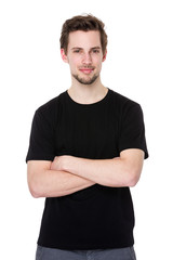 Cheerful young man, isolated over white background