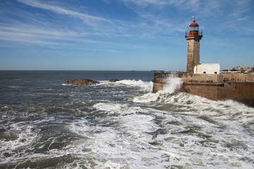 Fototapeta na wymiar Atlantic waves at Porto, Portugal coast.