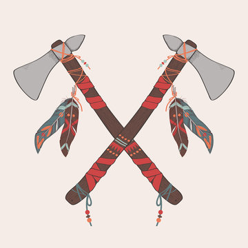 Vector illustration of native American indian tomahawks