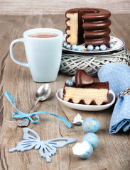 German baumkuchen with spring decorations