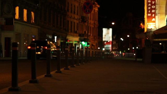 Nighttime Empty Sidewalk