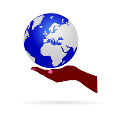 earth in hand color vector