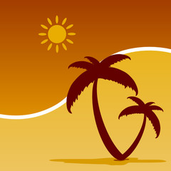 palm with summer icom color vector