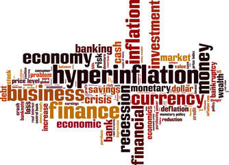 Hyperinflation word cloud concept. Vector illustration