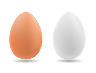 Brown and white eggs on background