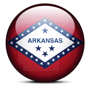 Map with Dot Pattern on flag button of USA Arkansas State