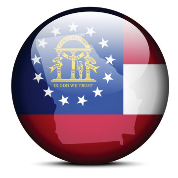 Map on flag button of USA Georgia State