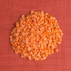 Circle of peeled lentils