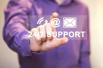 Business button web 24 hours support sign.