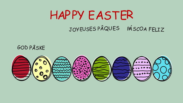 Happy Easter - different languages - easter eggs in motion