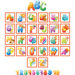 Fototapeta premium Colorful Alphabet for kids with pictures