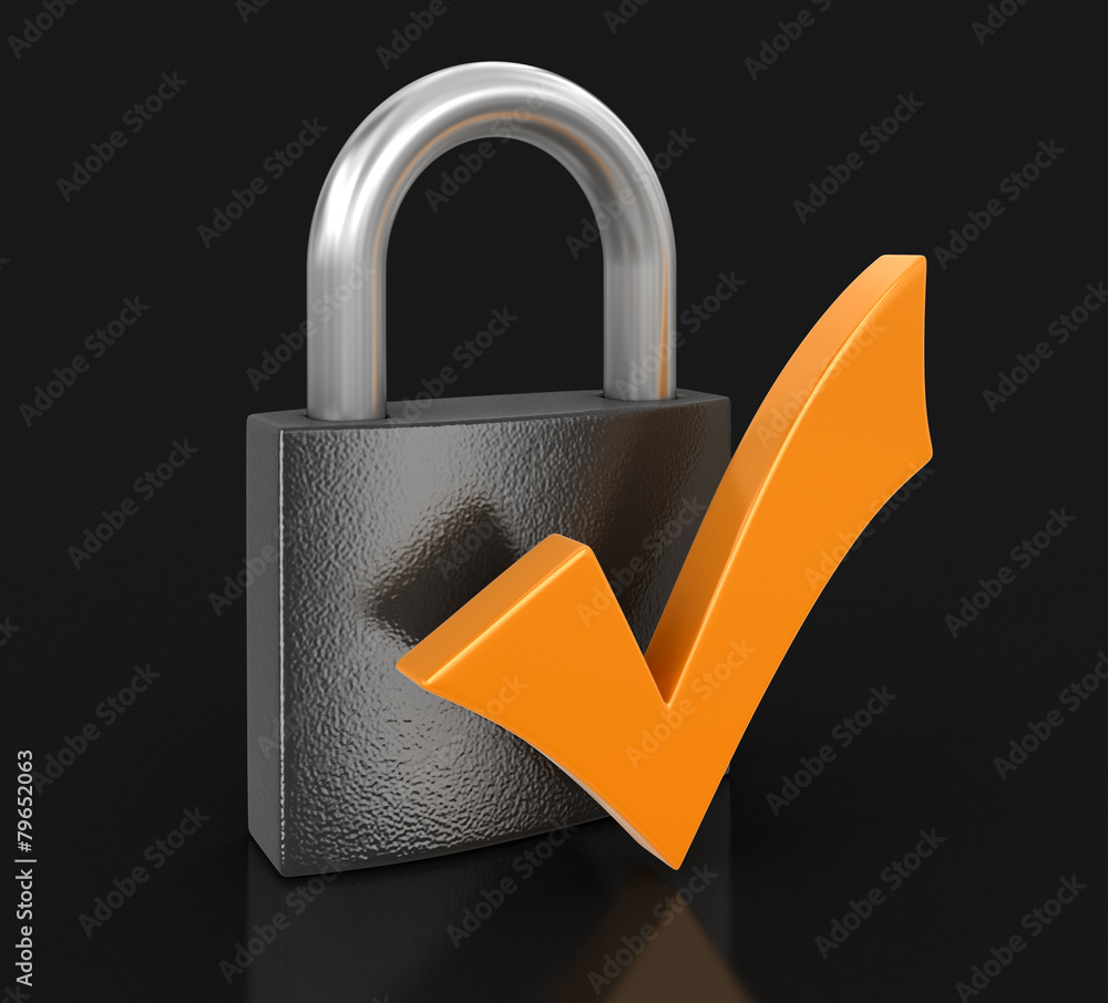 Poster lock and check mark (clipping path included)