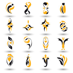 Set of different yellow abstract flat elements