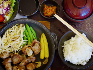 Beef steak with rice in Japanese style