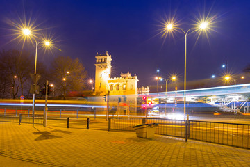 Architecture of Poniatowski bridge over Vistula river in Warsaw