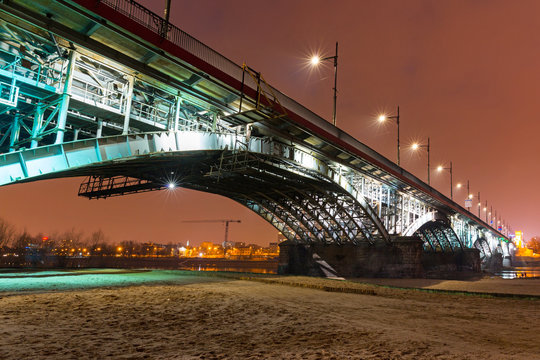 Fototapeta Architecture of Poniatowski bridge over Vistula river in Warsaw