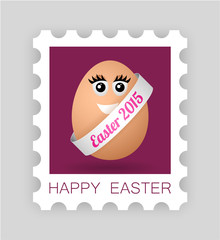 vector cartoon egg girl on postage stamp