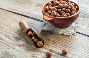 Bowl of hazelnuts