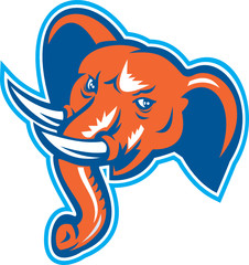 Elephant Head Angry Tusk Retro