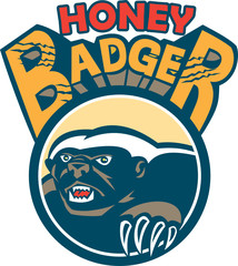Honey Badger Mascot Claw Circle Retro