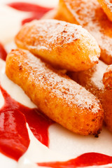 dessert from cottage cheese with sauce