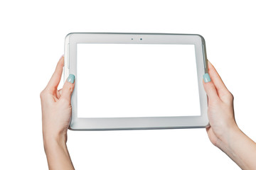 technology, online shopping, girl holding a tablet