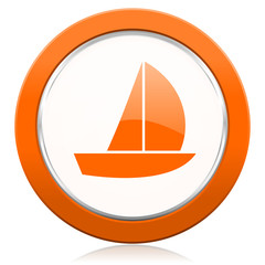 yacht orange icon sail sign