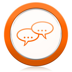 forum orange icon chat symbol bubble sign