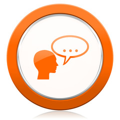 forum orange icon chat symbol bubble sign