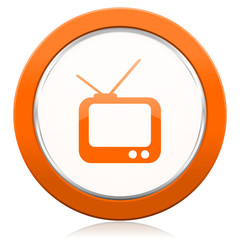 tv orange icon television sign