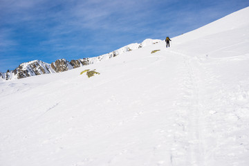 Alpine touring towards the summit