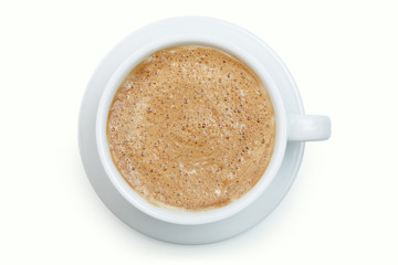 White cup of latte coffee