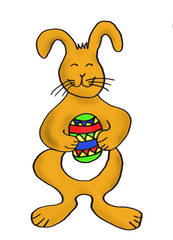 Osterhase mit bemaltem Osterei, Freisteller