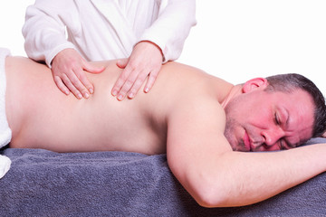 Fototapeta na wymiar Mann, Der Massage - weißer Hintergrund